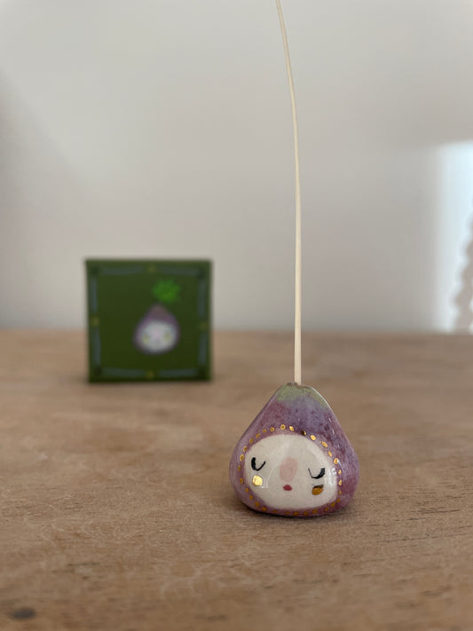 Mini figue faïence et or