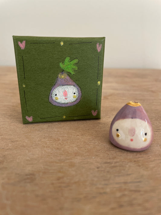 Mini figue faïence et or