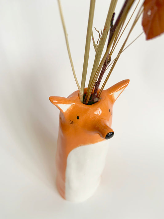 Glazed ceramic spotted dalmatian dog soliflore