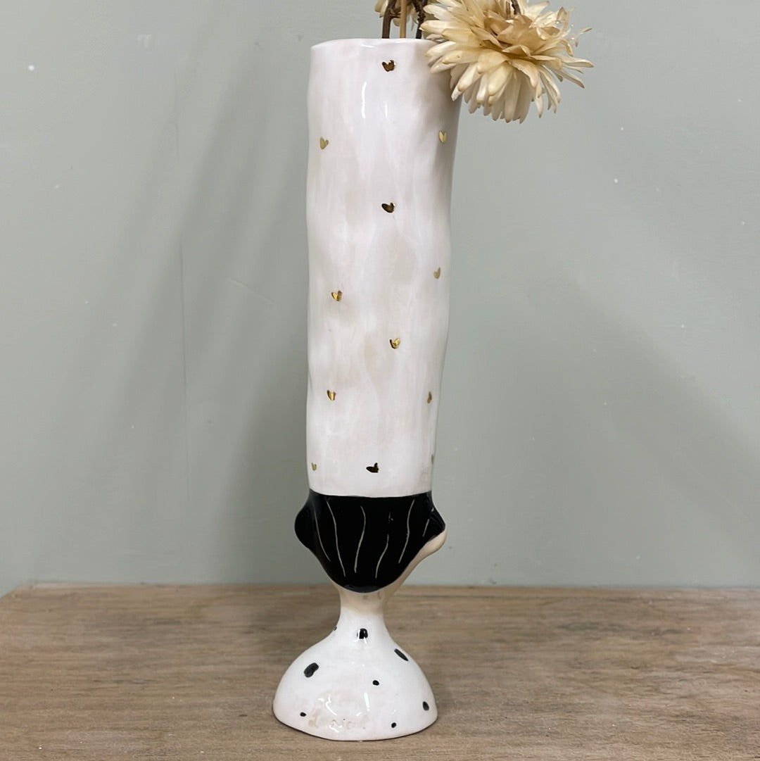 Soliflore bigoudene en céramique vase faience et or