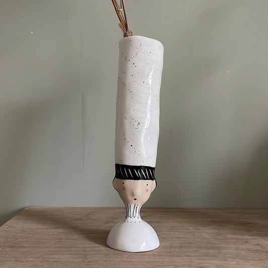 Soliflore bigoudene en céramique vase émaillé