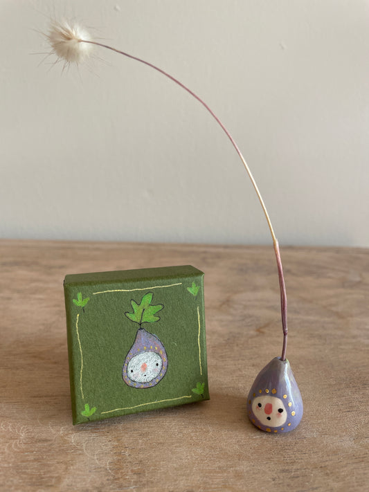 Mini figue faïence et or