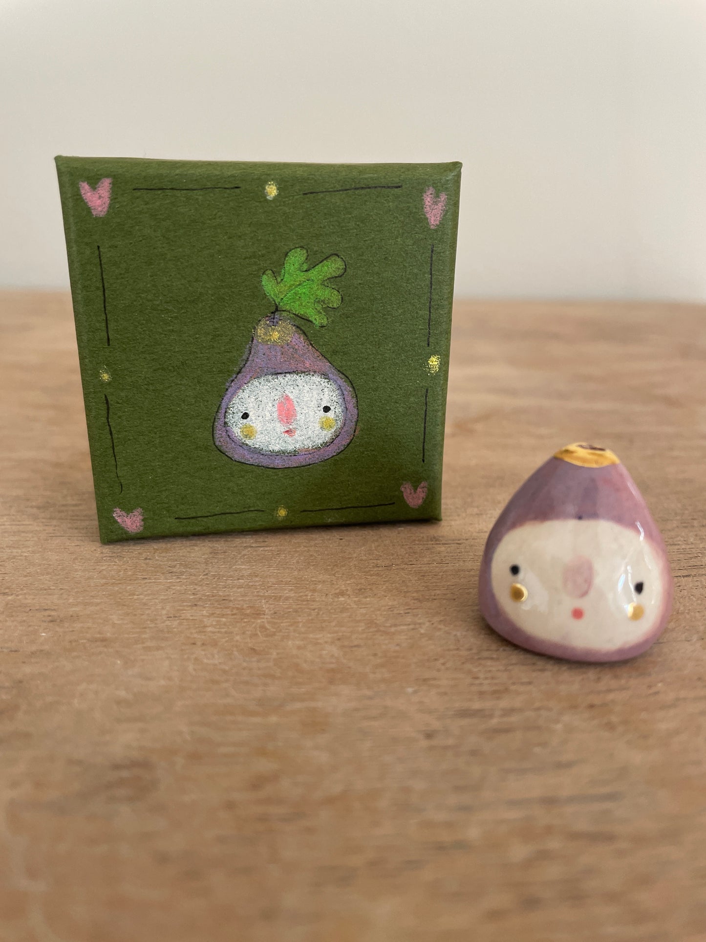 Mini figue faïence et or