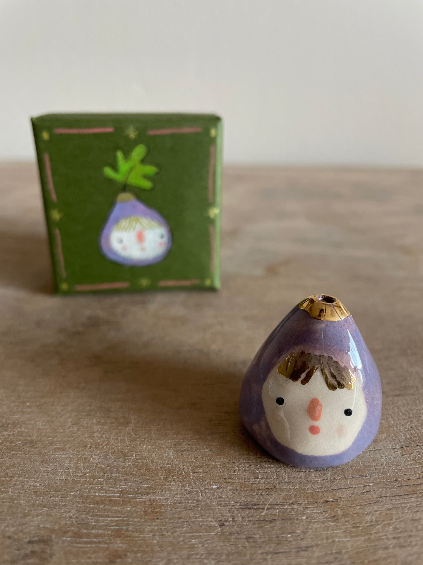 Mini figue faïence et or