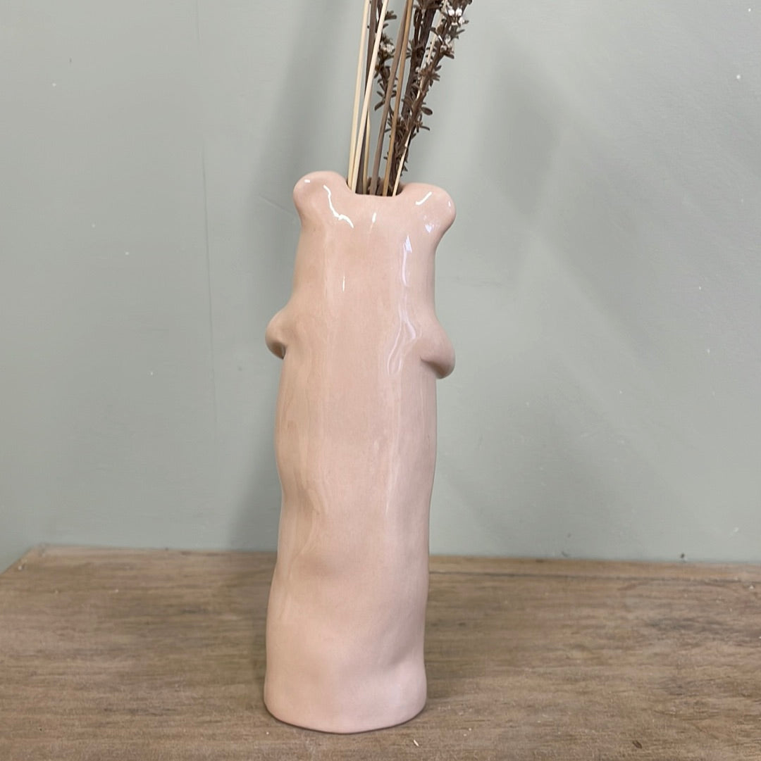 Soliflore ours rose vase en céramique émaillé