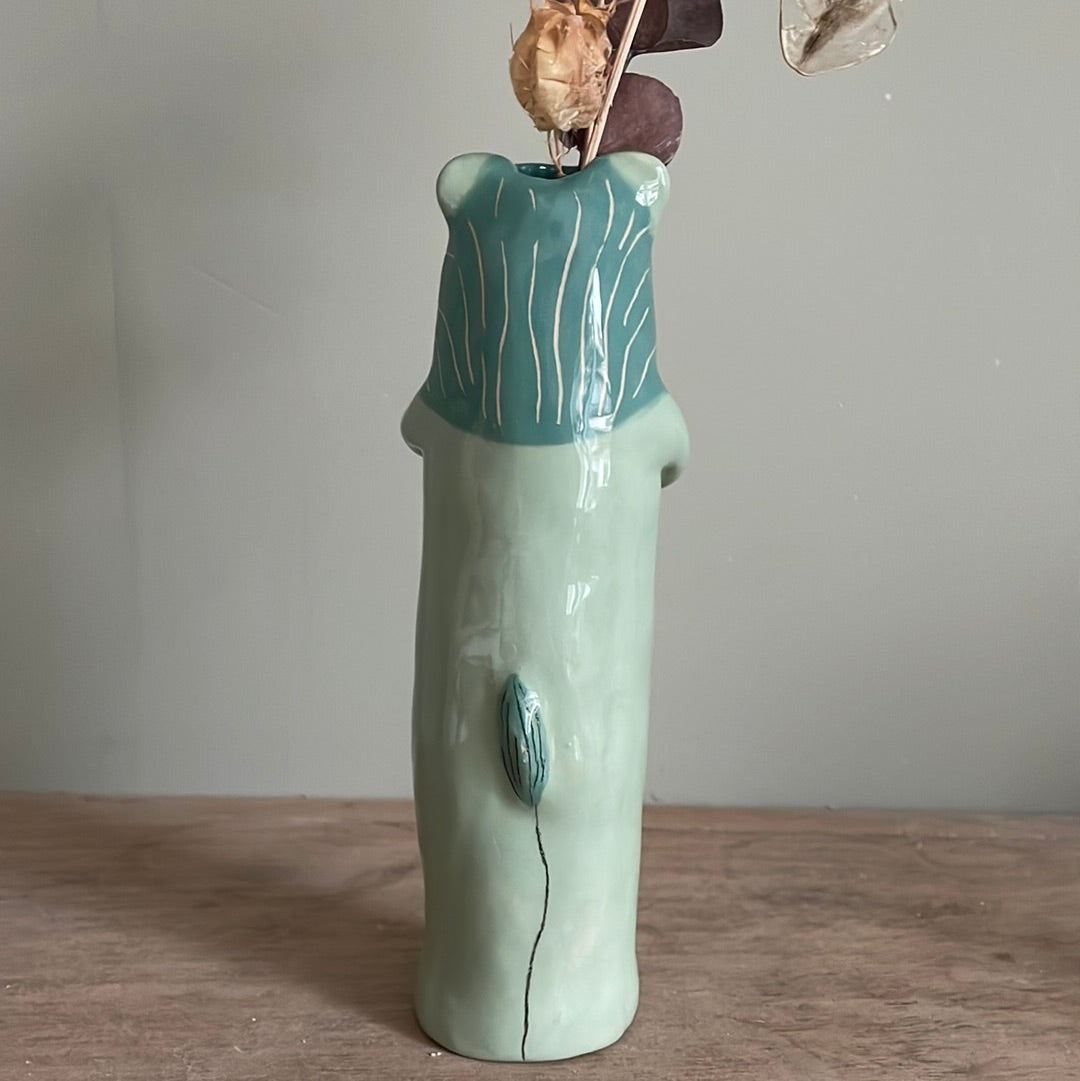 Soliflore lion en céramique vase émaillé