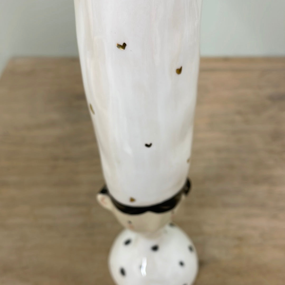 Soliflore bigoudene en céramique vase faience et or