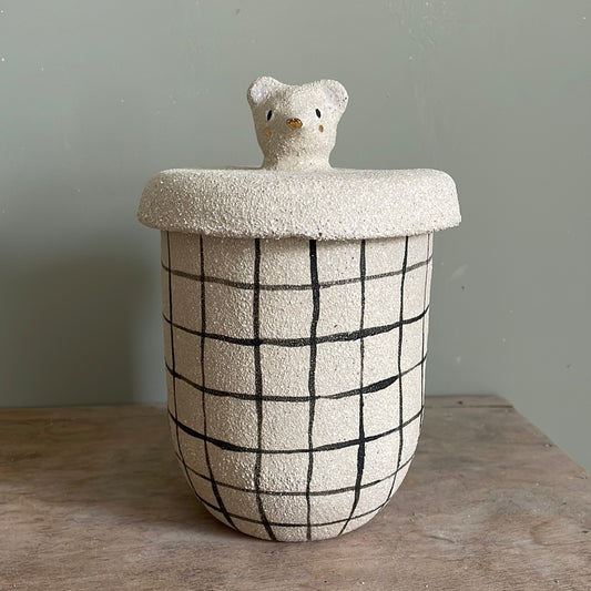 Grand pot à l’ours en céramique - grès & or
